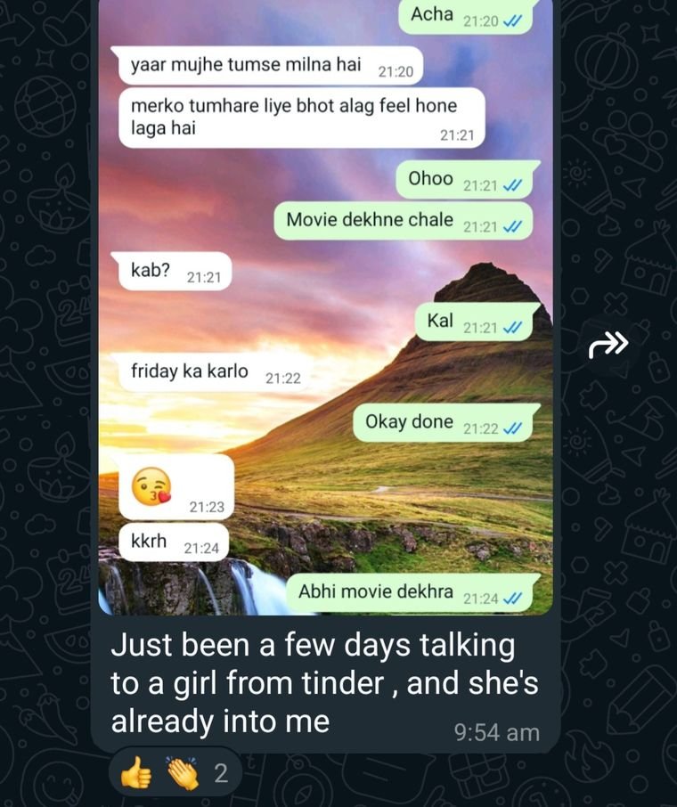 Student message: Tinder chat → she wants to meet