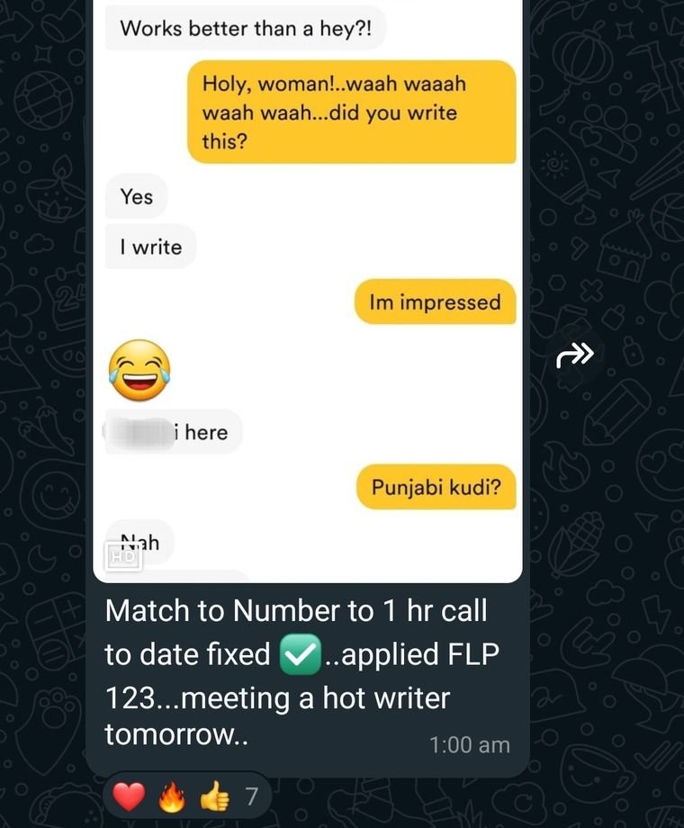 Student message: Match → number → 1-hour call → date fixed